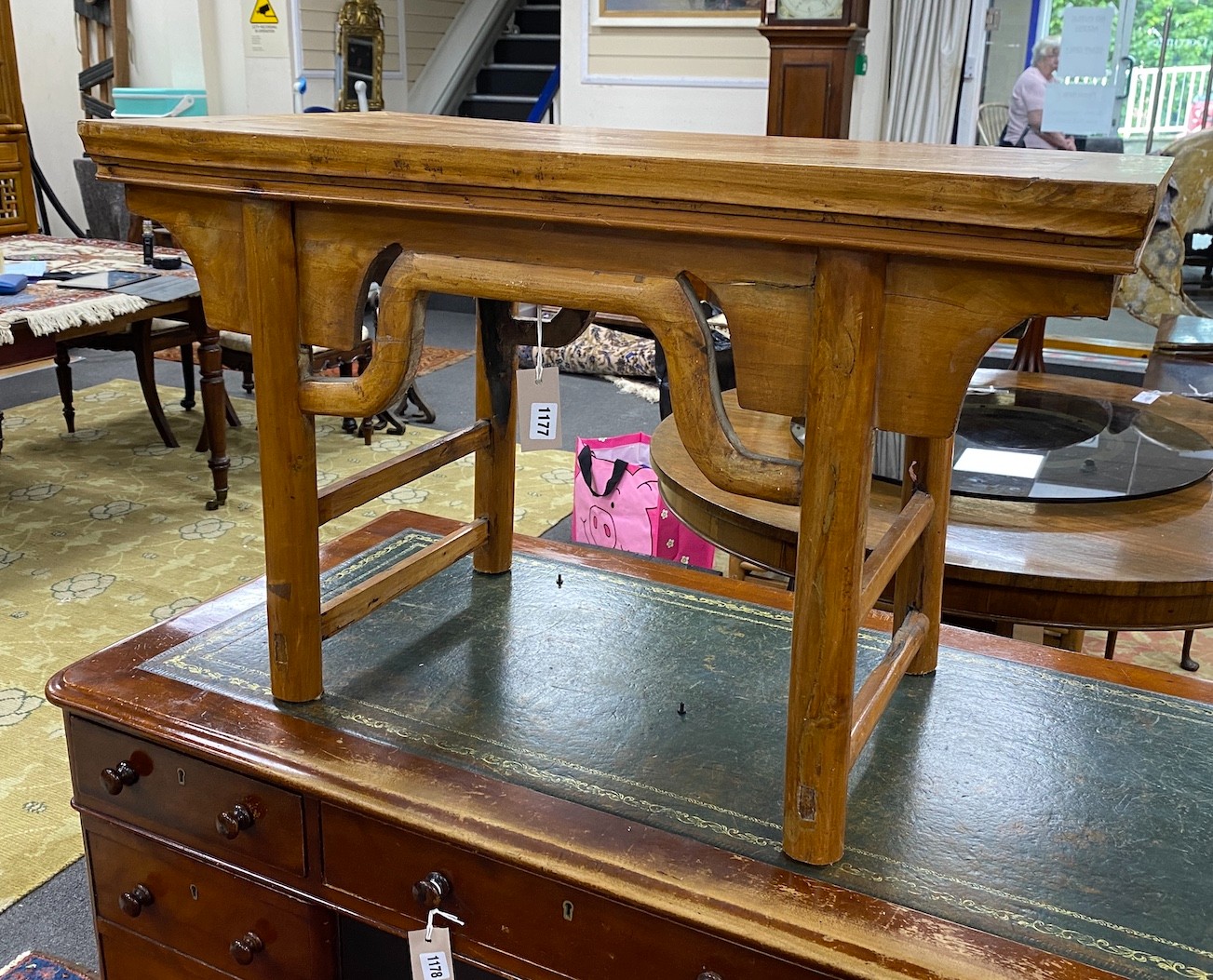 A Chinese rectangular low table, width 87cm, depth 45cm, height 54cm
